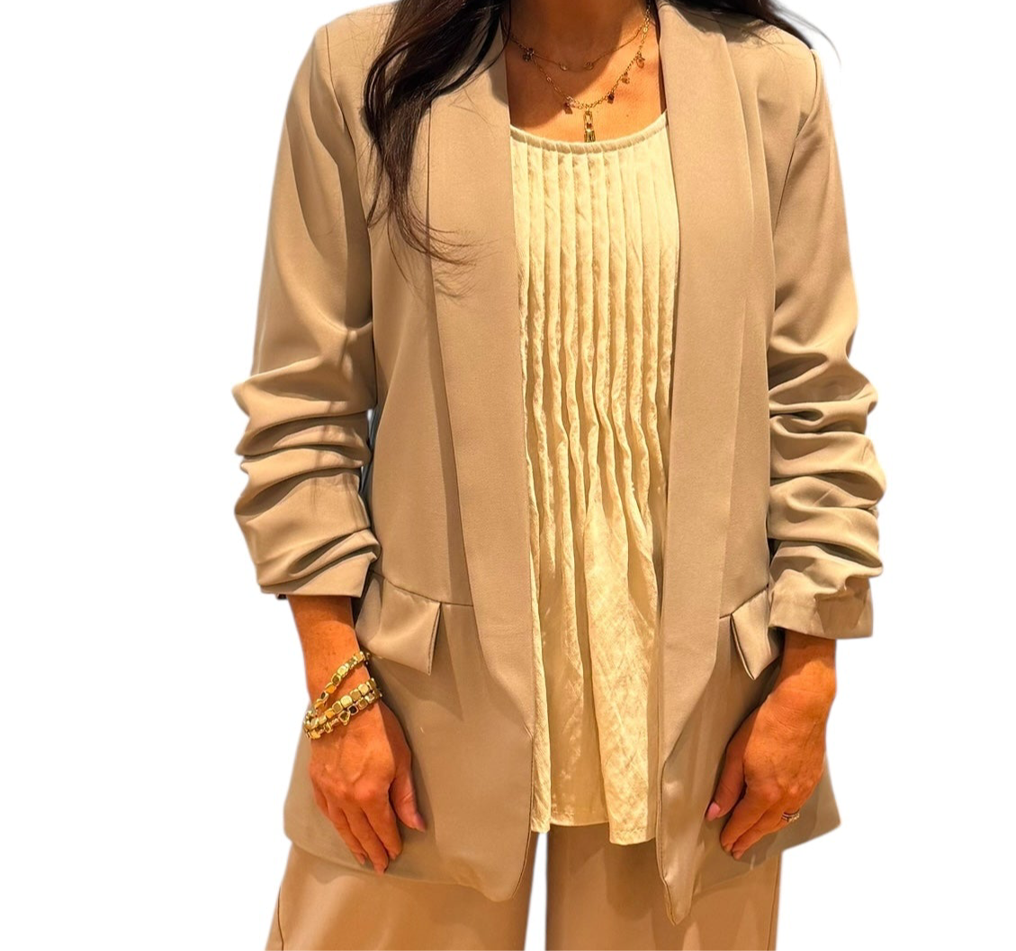Ruched Sleeve Blazer
