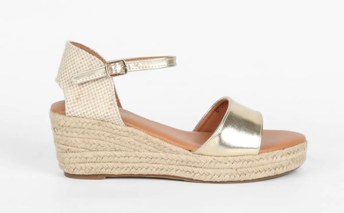 Low Wedge Espadrille in Gold