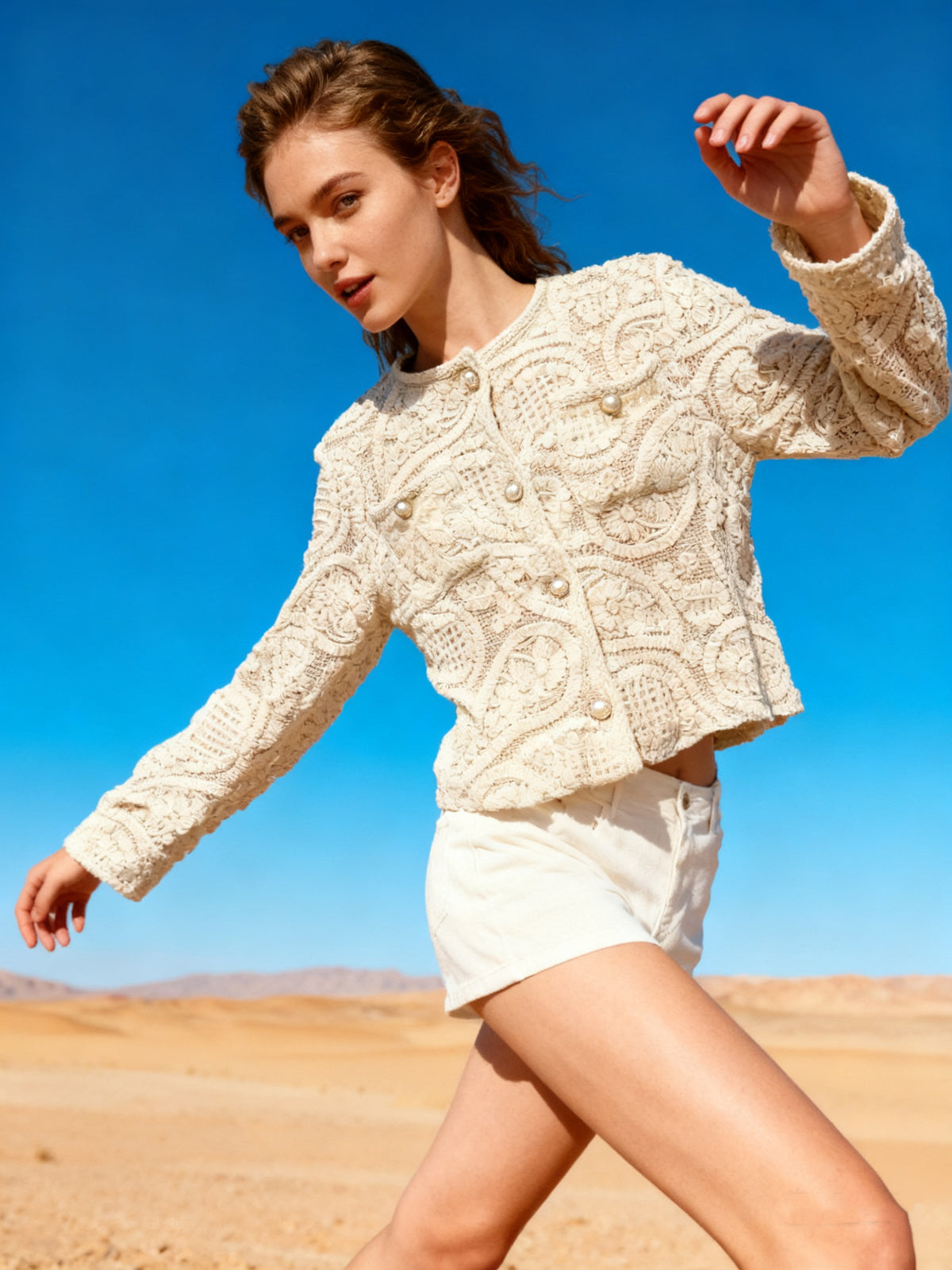 Pearl Petal Embroidered Jacket