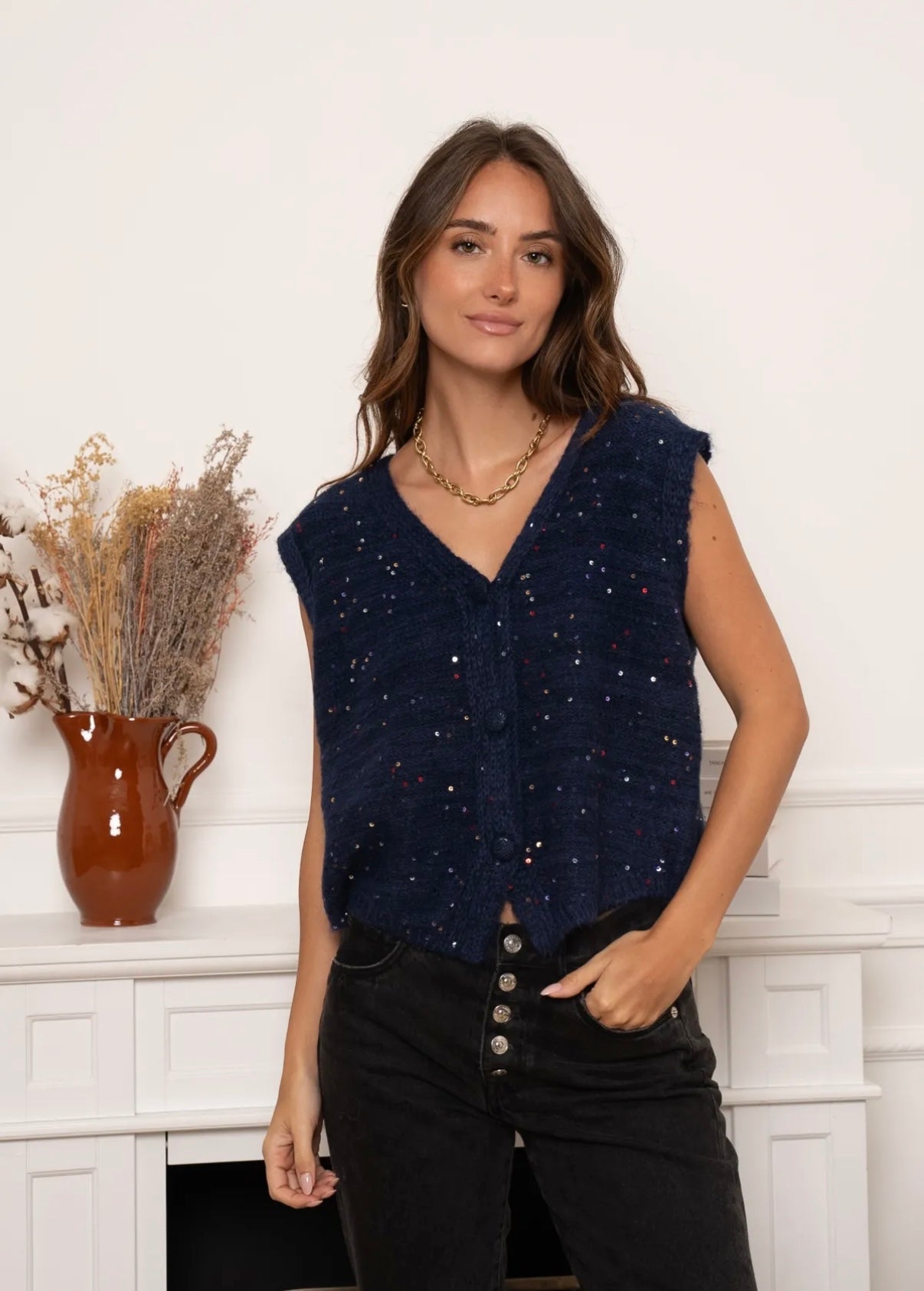 Grá Navy Waistcoat