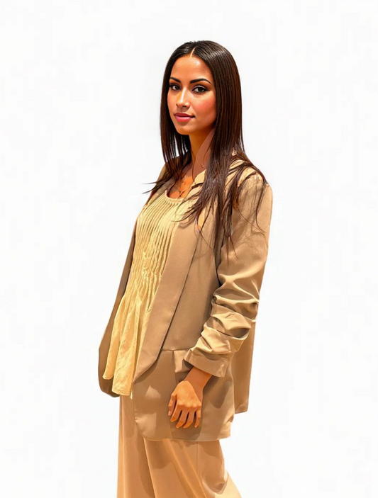 Ruched Sleeve Blazer