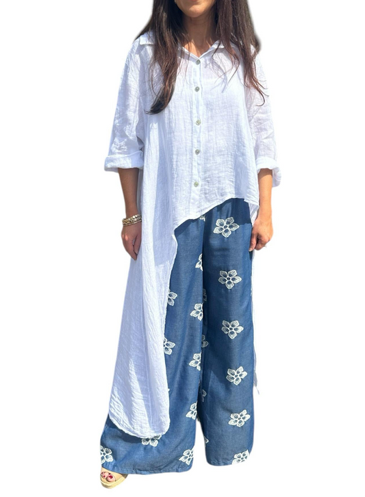 Cut-Out Linen Shirt Dress