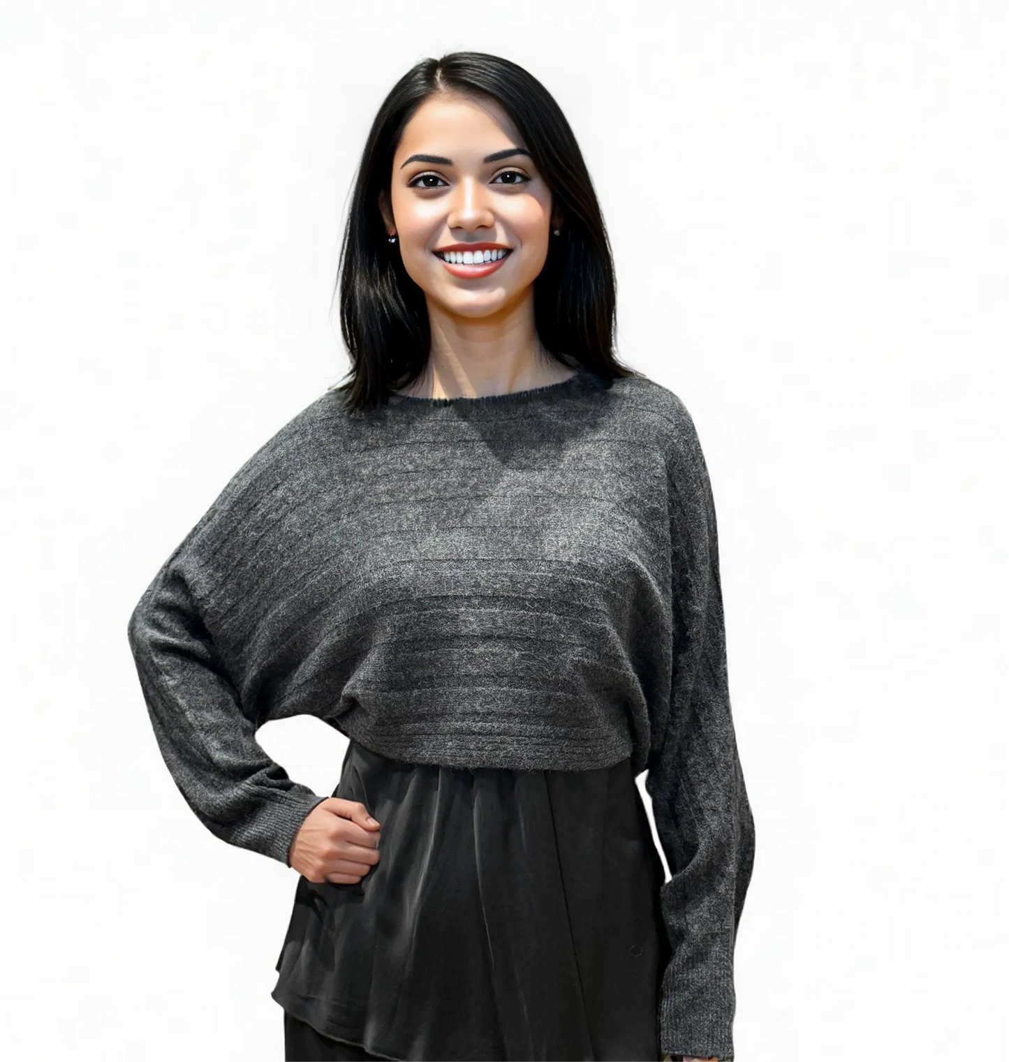 Sally Cropped Knitted Batwing Jumper
