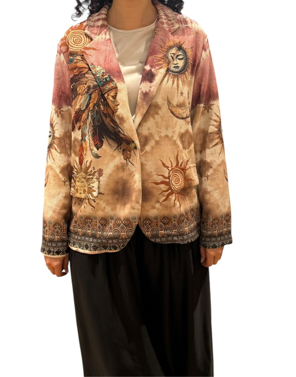 ‘Be The Sunshine’ Printed Suede Blazer