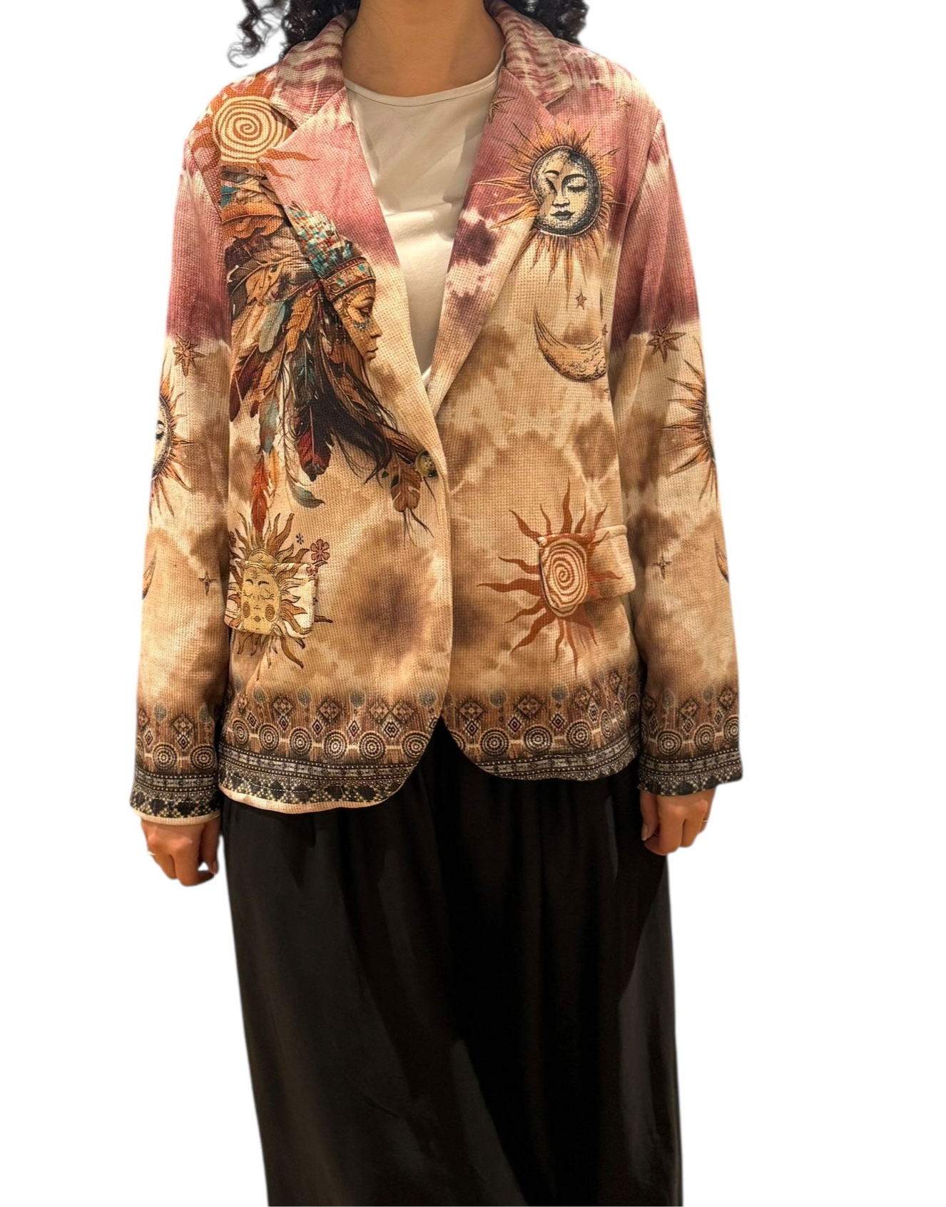 ‘Be The Sunshine’ Printed Suede Blazer