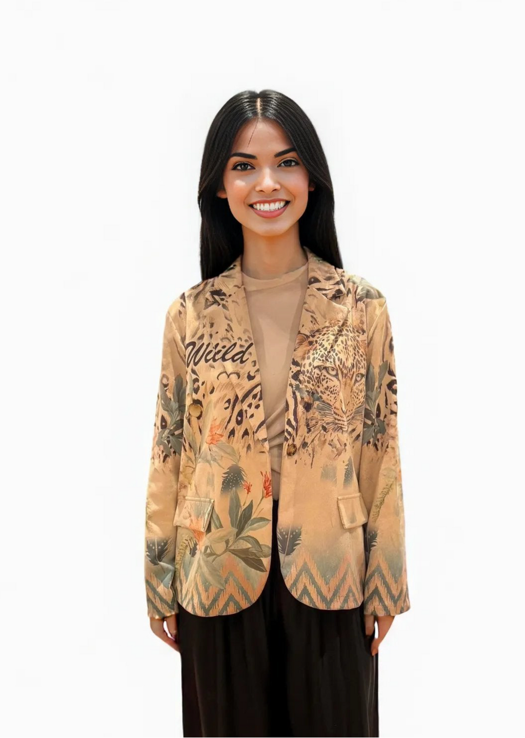 Animal Print Cheetah Suede Blazer