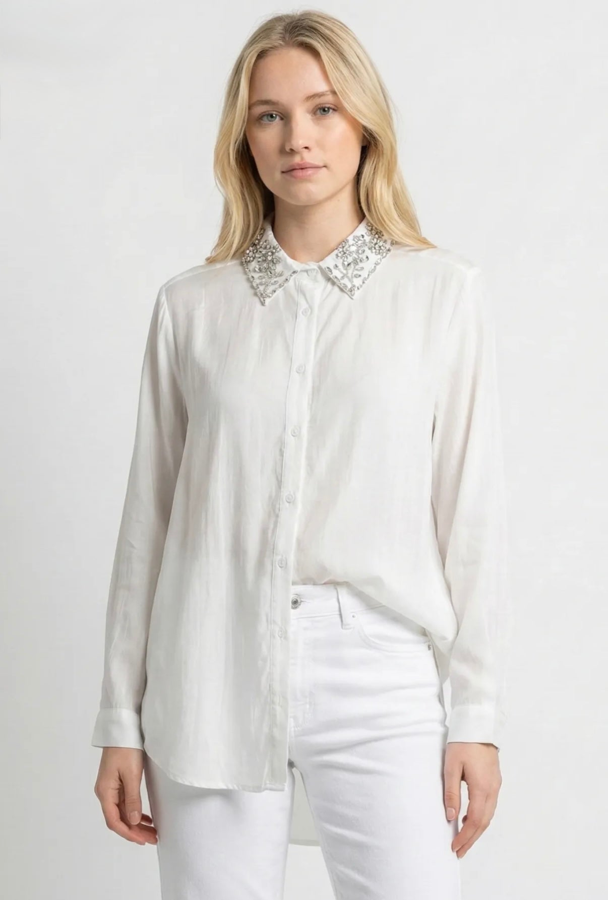 Luxe Sheer Diamond Collar Shirt