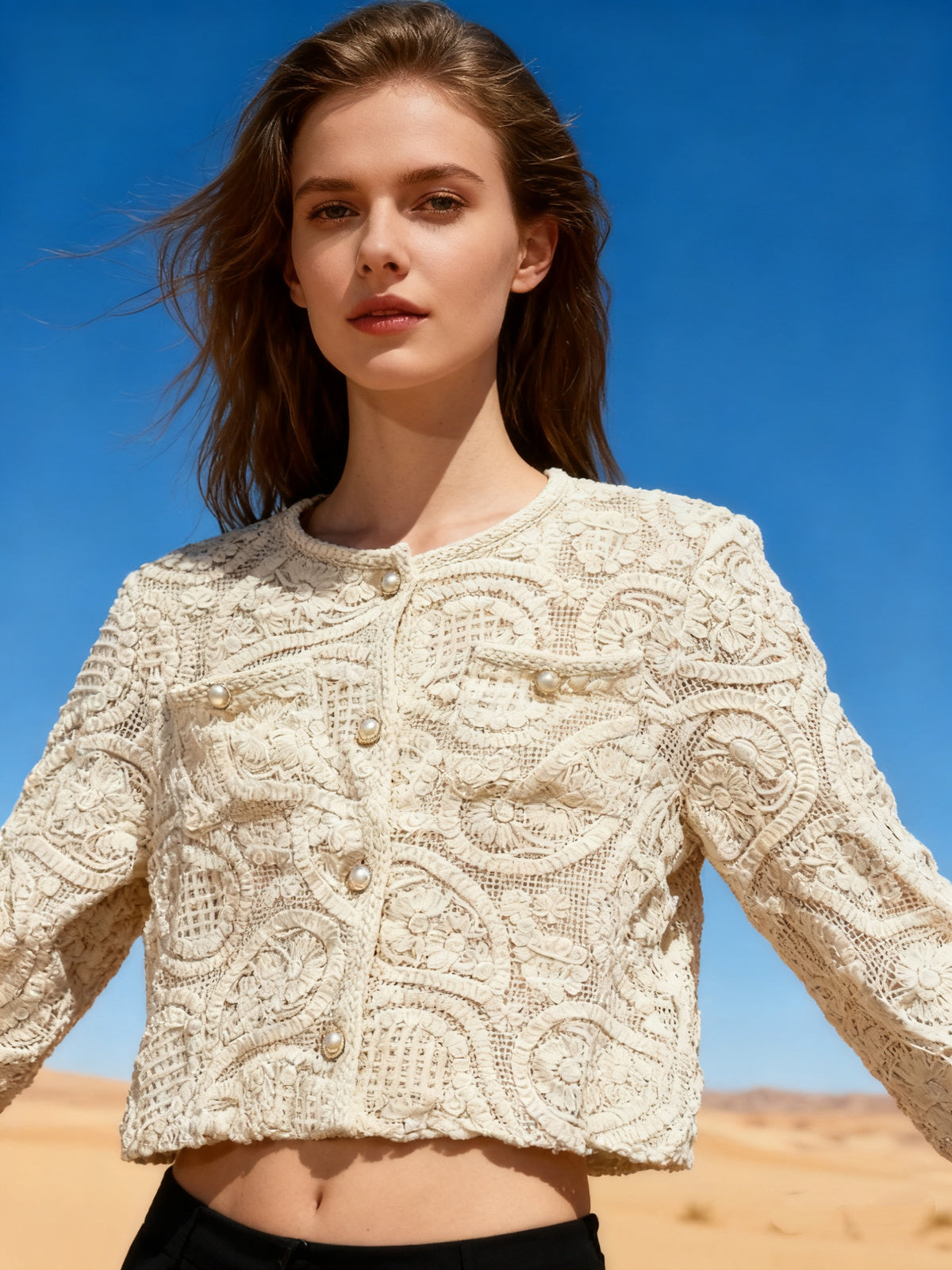 Pearl Petal Embroidered Jacket