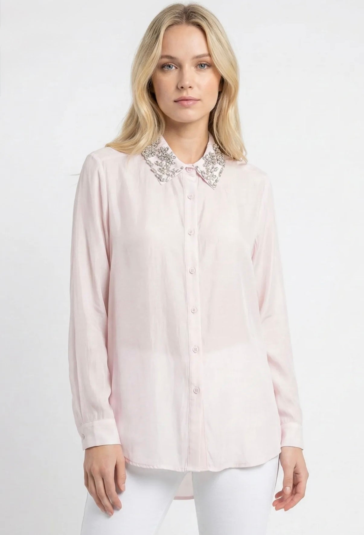 Luxe Sheer Diamond Collar Shirt