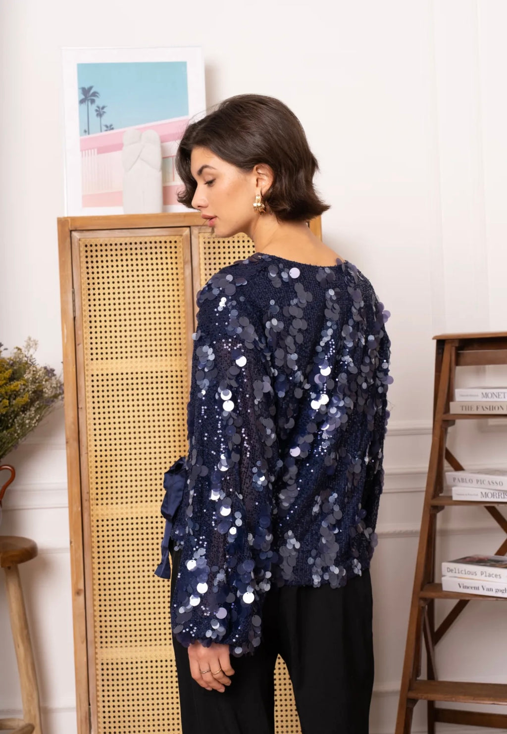 Anna Maria Sequin Wrap Top