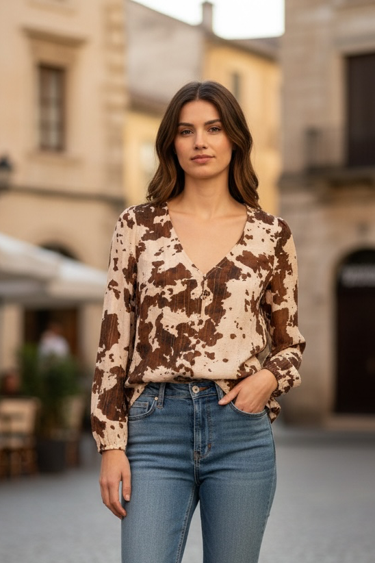 Buttoned Top in Brown