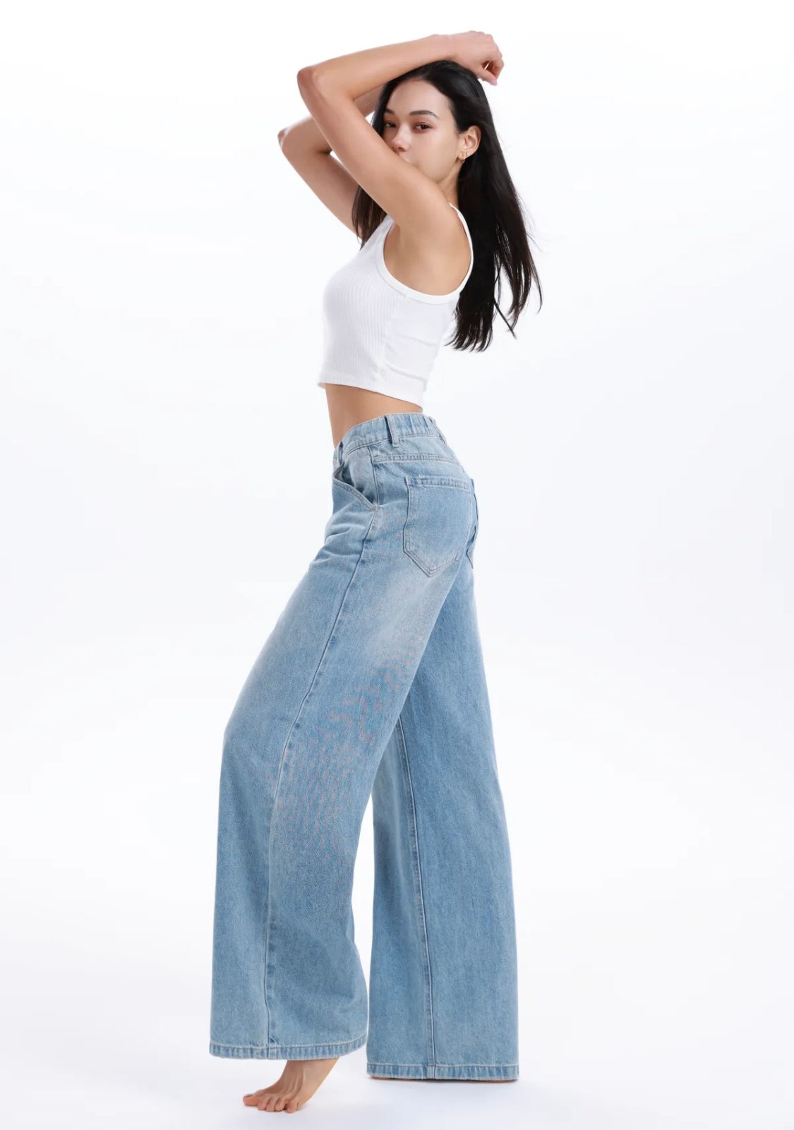 Wide-Leg Elasticated Waist Jean