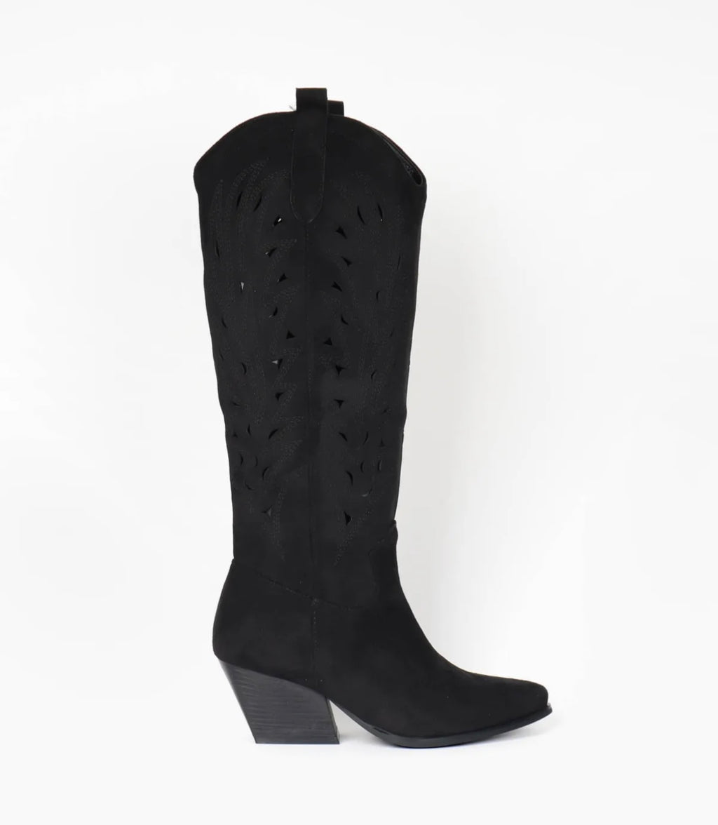 Cowboy Boot Knee-High Black