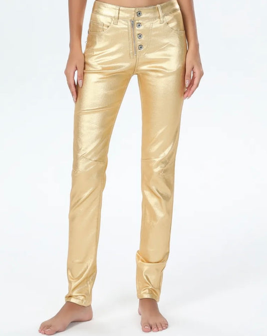 Gold Skinny Leg Trousers