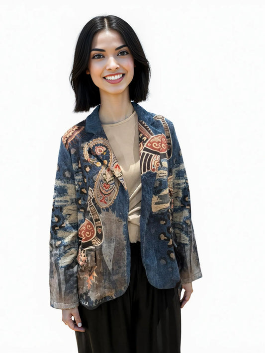 Peacock Printed Soft Blazer