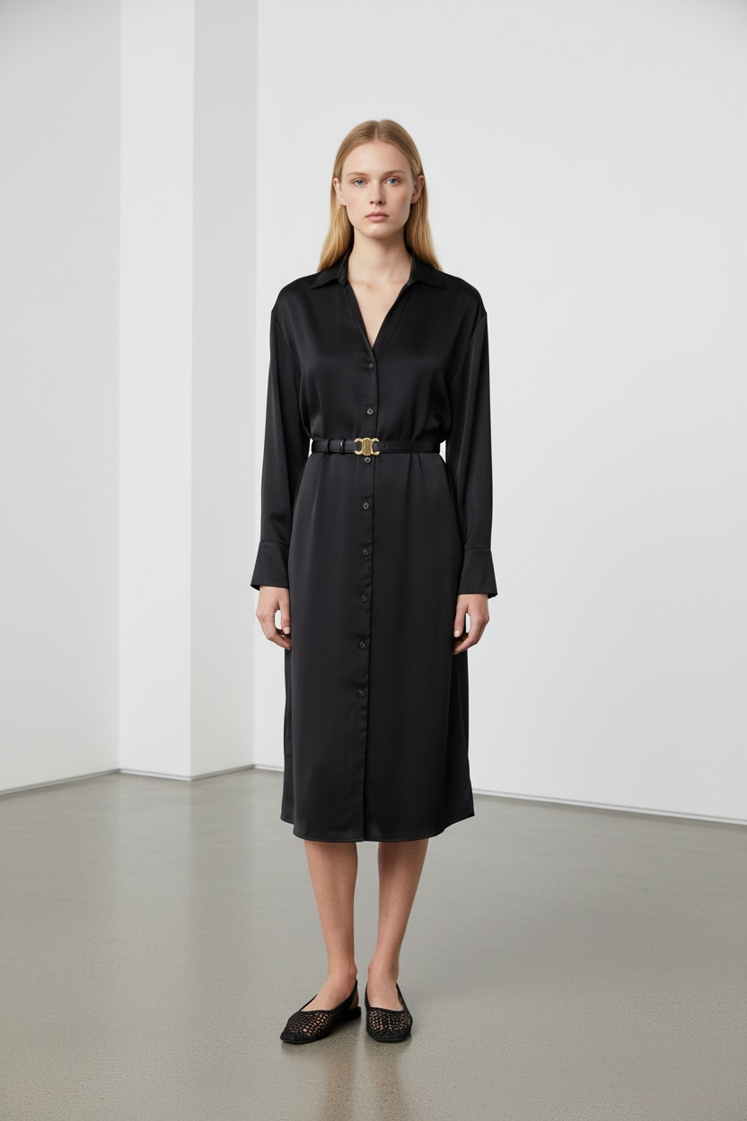 Realta Satin Shirt Dress