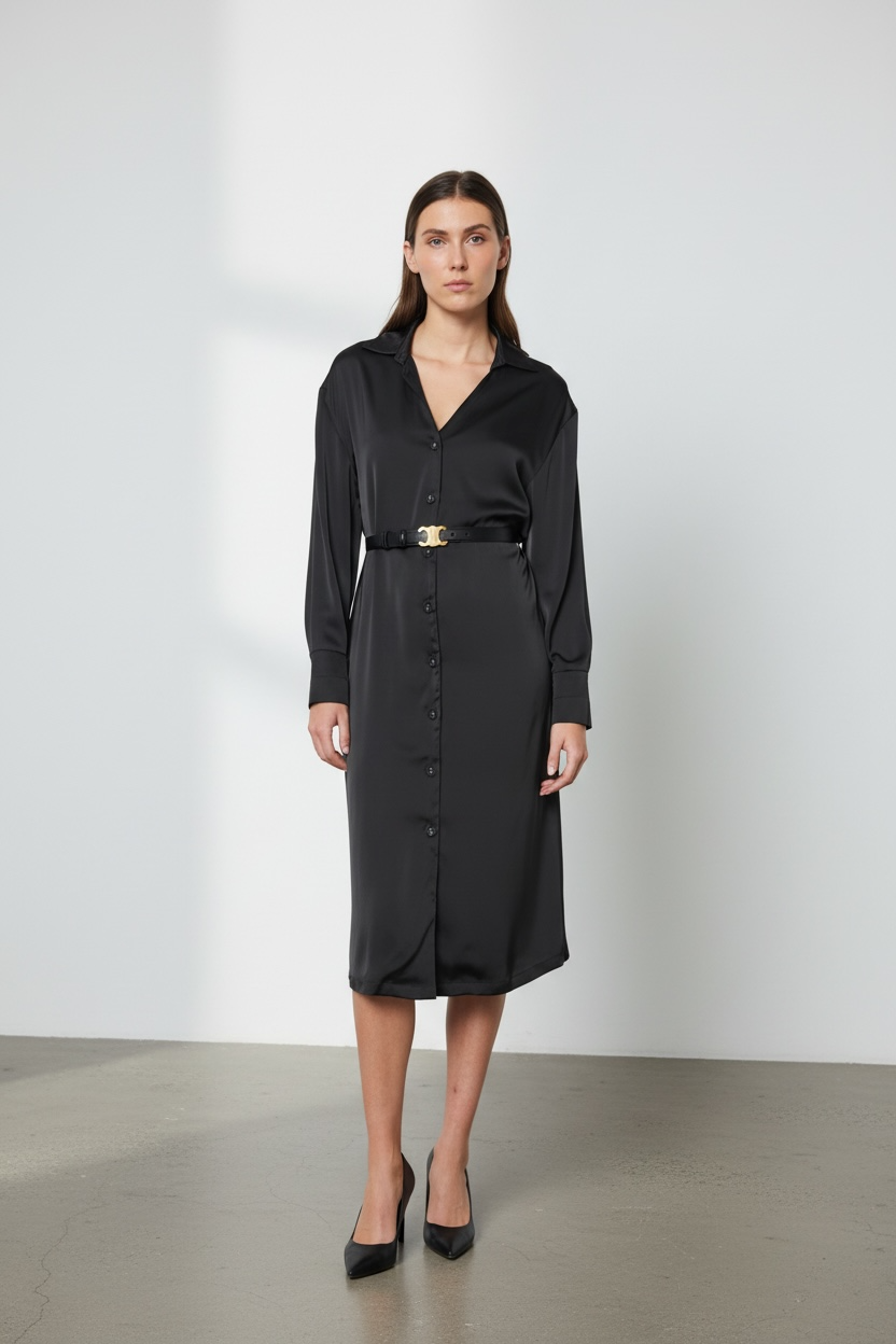 Realta Satin Shirt Dress