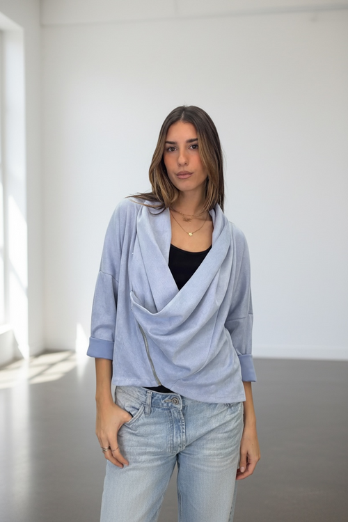 Cowl Neck Suede Jacket