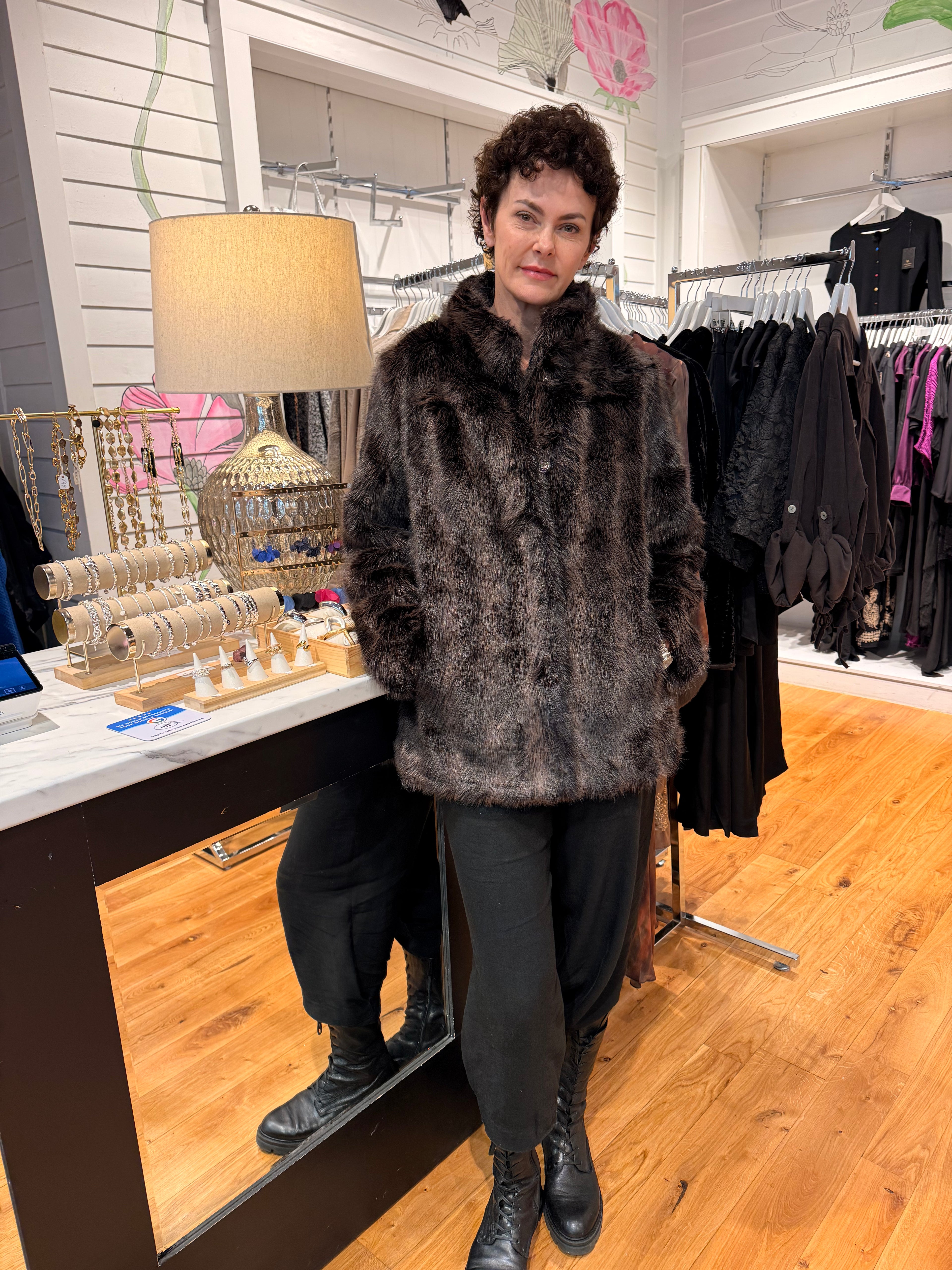 Galaxy Brown Fur Coat