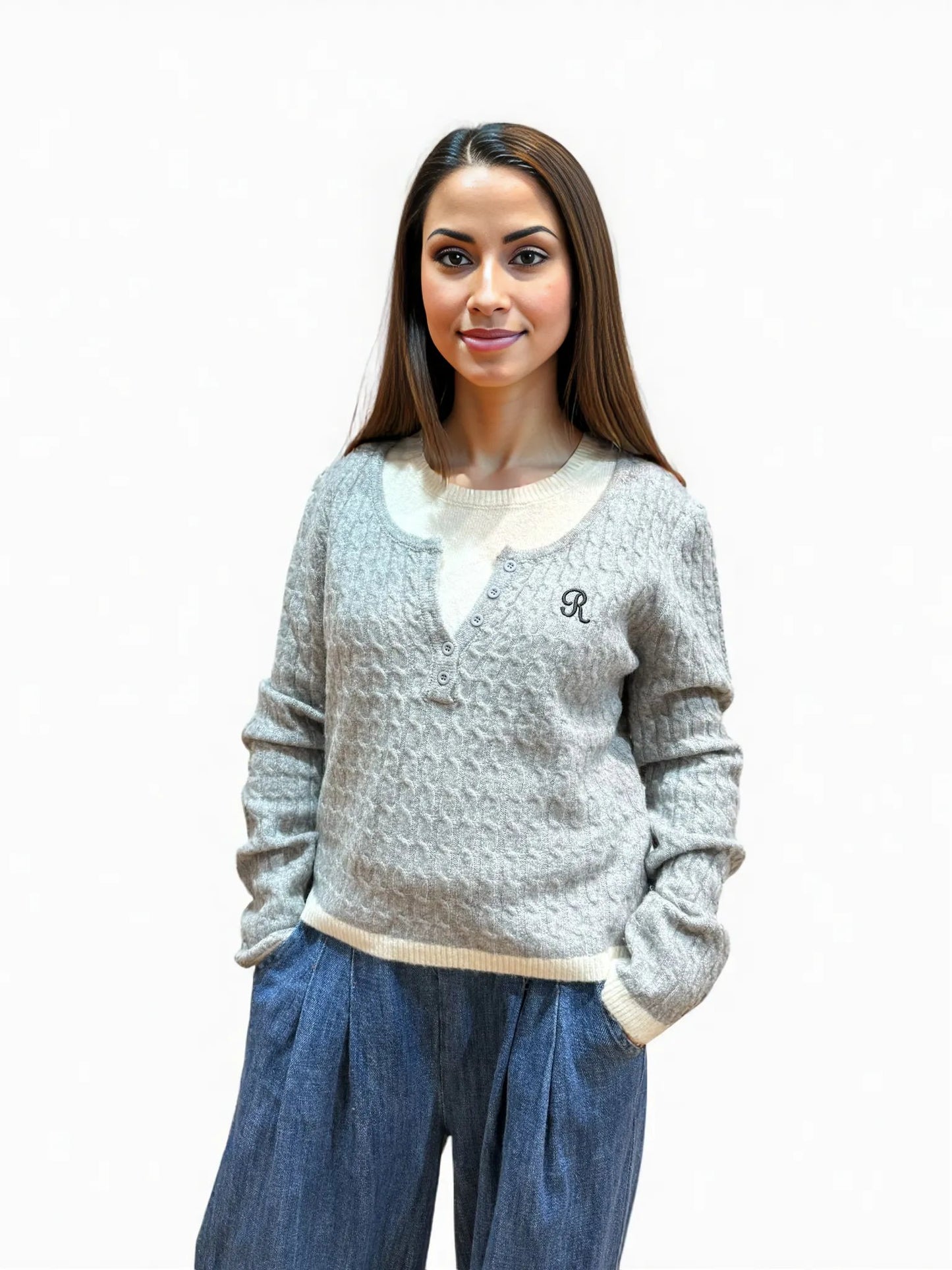 Layered Cable-knit Jumper