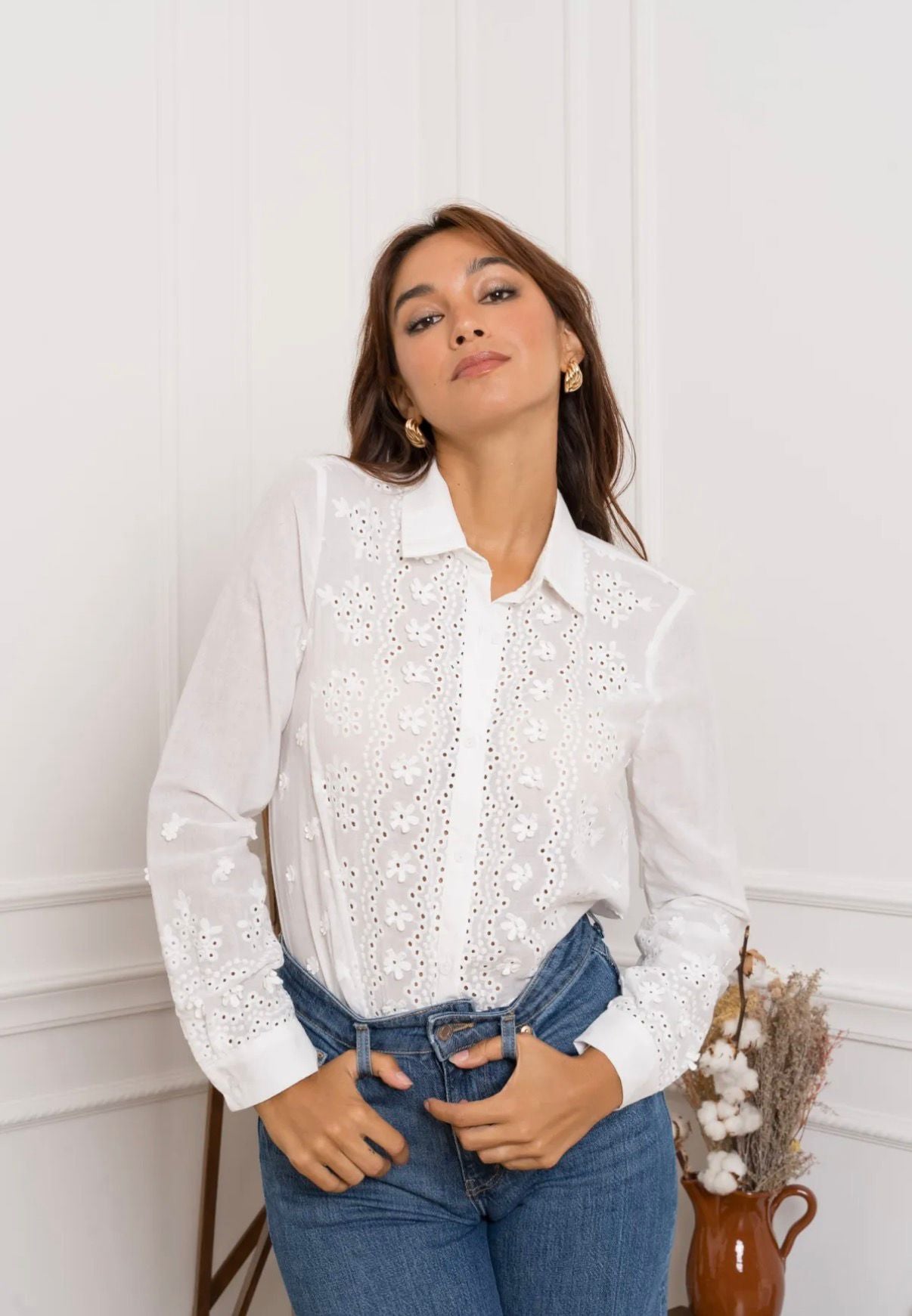 French Cotton Eyelet Shirt