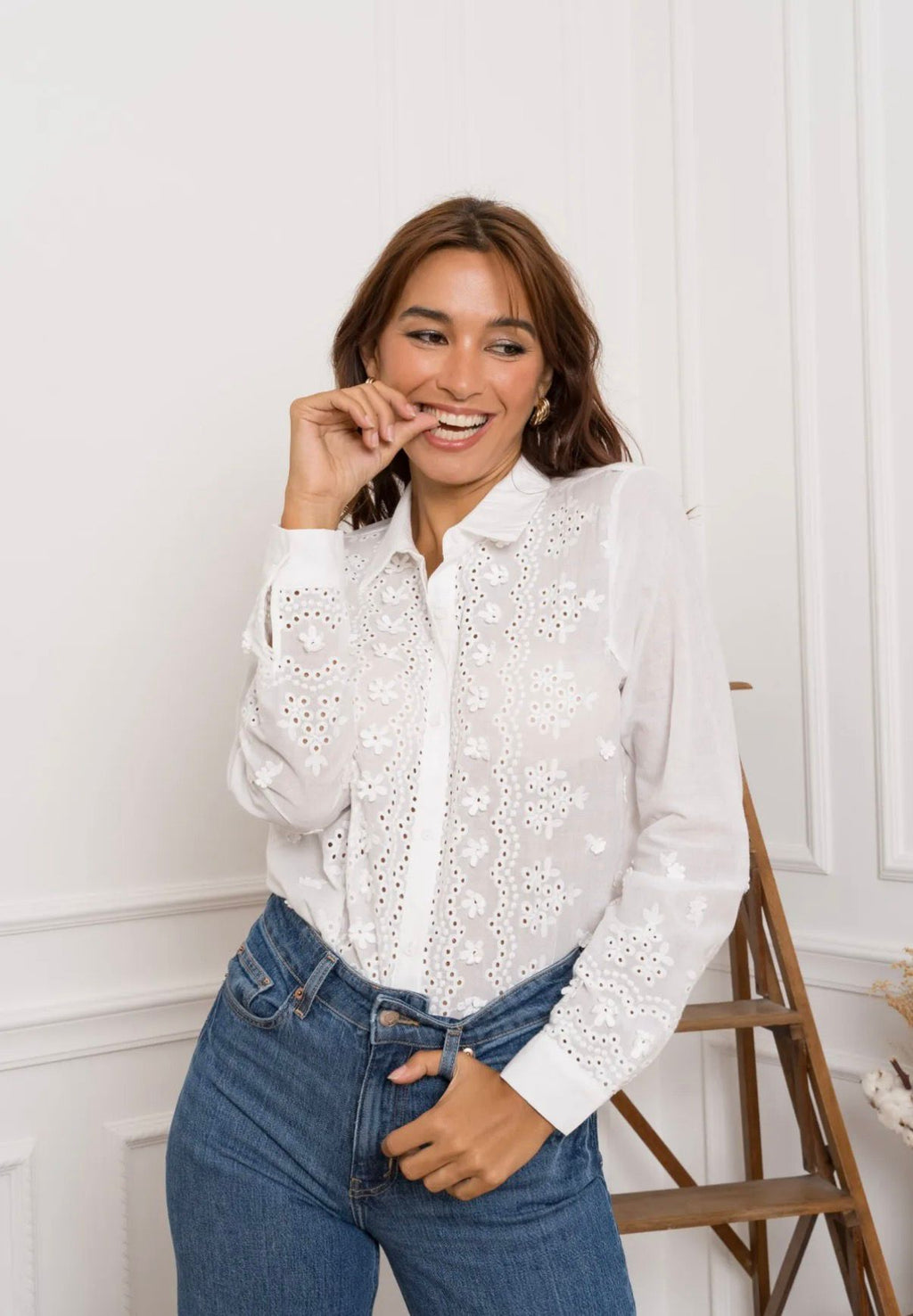 French Cotton Eyelet Shirt