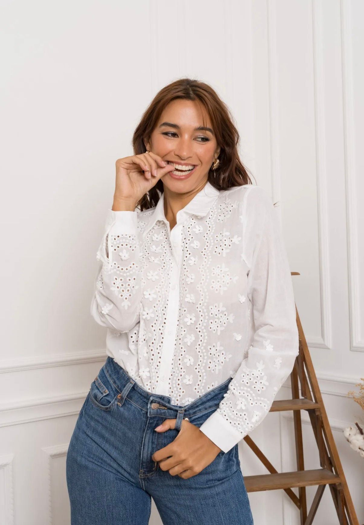 French Cotton Eyelet Shirt