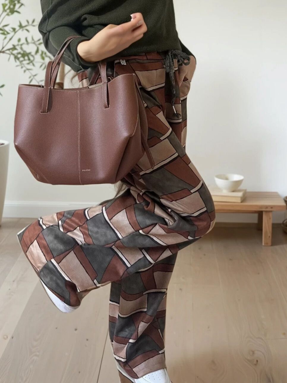 Suedette Tiled Straight Leg Trousers